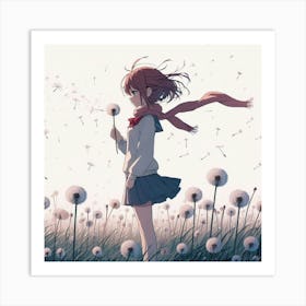 Dandelion and girl Art Print