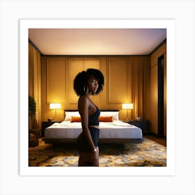 Black Woman In Bedroom 1 Art Print