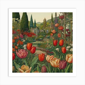 Tulips In The Garden 35 Art Print