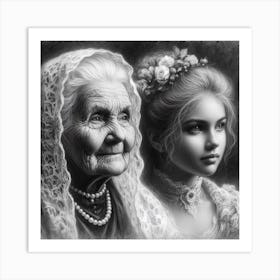 Old Woman And Young Girl 1 Art Print