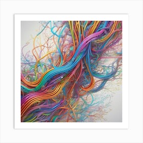 Millions Of Colourful Lines Crossing Each Others And Going All Directions Same Like In Brain Neurons 2023 11 05t125410 Art Print