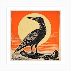 Retro Bird Lithograph Cormorant 2 Art Print