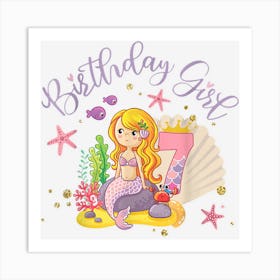 Happy 7th Birthday Mermaid Birthday Girl 7 Years Old Art Print