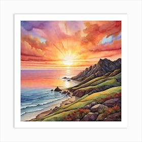 Sunset At The Beach 3 Art Print