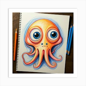 Octopus Drawing 3 Art Print