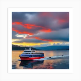 Sunset On A Boat 10 Art Print