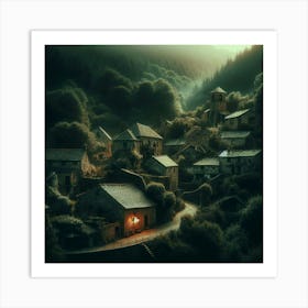 Village At Night Art Print