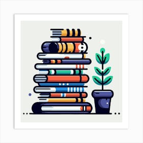 Books Design Collection Cartoon Reading Book Book Collection (28) Art Print