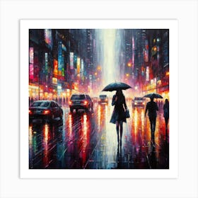 Rainy Night In New York City Art Print