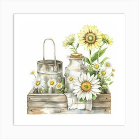 Sunflowers In A Crate Art Print