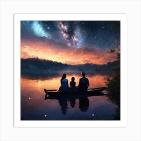 Family In A Canoe 1 Art Print