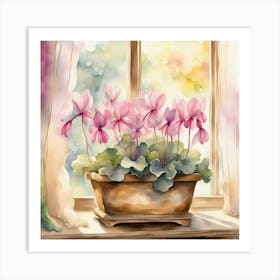 Cyclamen Flowers Planter Art Print