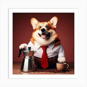 Corgi In Business Suit Art Print