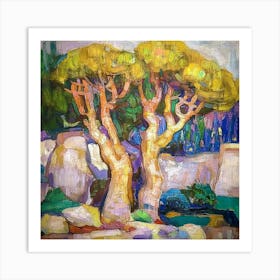 Trees by the Sea Mallorca Art Print