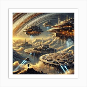 A Sci Fi Depiction Of The Early Settlements On Jup 1 Art Print