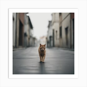 Cat Walking In The Street Art Print