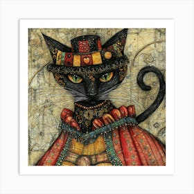 a Dark Cabaret Cat - 4 Art Print