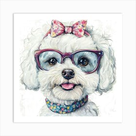 Dog In Glasses 2 Art Print