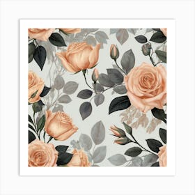 Peach Roses Wallpaper 1 Art Print