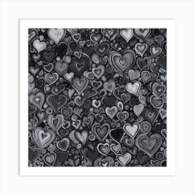 Black And White Hearts Art Print