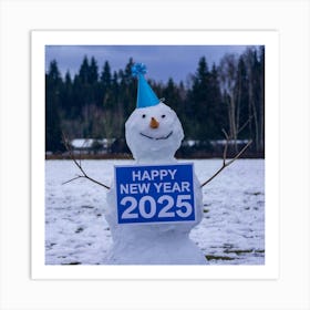 A Photo Of A Snowman Wearing A Party Hat Cjpehrjbss6zexcs9qqhxq Up7s7ewlttaywj7c5tuleg Art Print