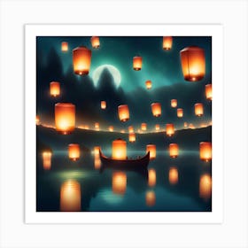 Lanterns In The Sky Art Print