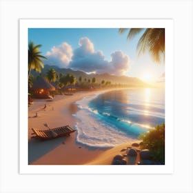 Sunset Beach - Beach Stock Videos & Royalty-Free Footage Art Print