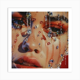 Girl With Jewels On Her Face Art Print