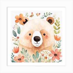 Floral Teddy Bear Nursery Illustration (7) Art Print