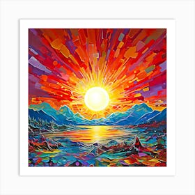 Sunset Over The Lake Art Print