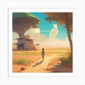 Man Walking In The Desert 1 Art Print