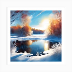 Winter Sunshine across a Frozen Landscape Art Print