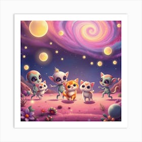 Aliens And Kittens Art Print