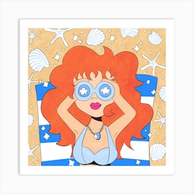 Summer vibes decoration - swimming girl  Art Print