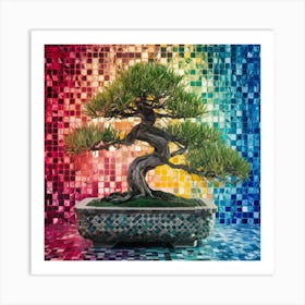 Vibrant Bonsai Mosaic Art Print