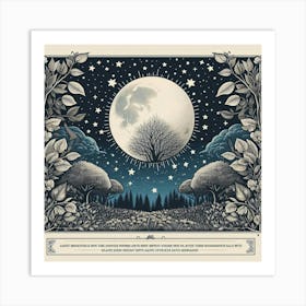 Full Moon In The Forest Art Print