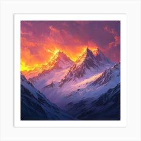 Dynamic Mountain Sunset Landscape 7 Art Print