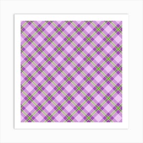 Purple Plaid Fabric 1 Art Print