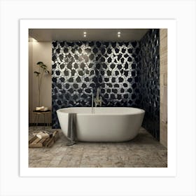 Black And White Bathroom Art Print