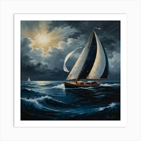 Sailboat On The Ocean Art Print