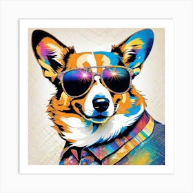 Corgi Dog In Sunglasses 2 Art Print