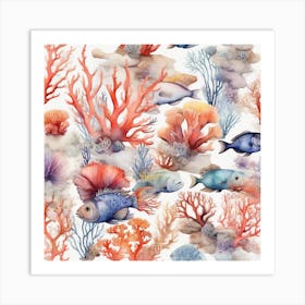 Sea Corals and fish 1 Art Print