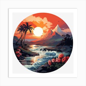 Sunset Over The Ocean Art Print