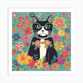 Flower Power Cat Art Print (3) Art Print