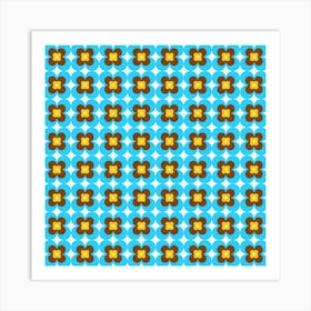 Blue And Yellow Flower Pattern Art Print