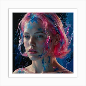 Girl With Pink Hair 6 Art Print