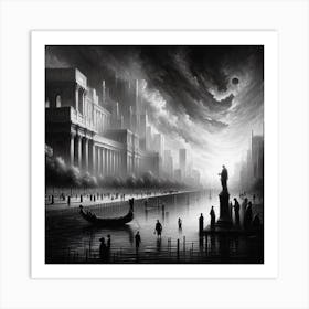 City In Black And White Art Print