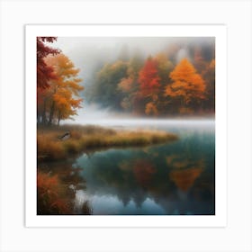 Description Ethereal Landscapes With Fog Rolling Through Colorful Forests And Quiet Lakes These Wa Art Print