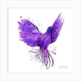 A Beautiful Abstract Color Painting Purple Gallinule Pigeon 3 Art Print