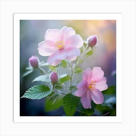 Flowers Leaves Nature Soft Freshness Pastel Botanical Plants Blooms Foliage Serene Delic (13) Art Print